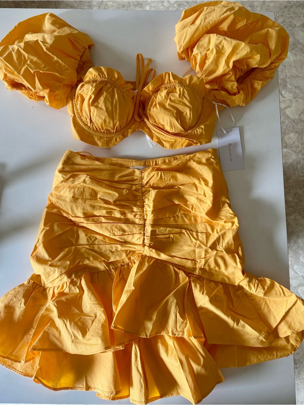 High-Low Ruffle Skirt in Sunny Yellow by